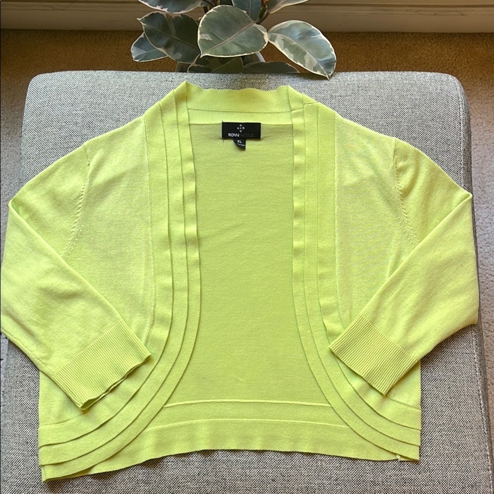 Y2K Ruffle Cardigan In Shade Lime Green, Circa 2007 Size: XL